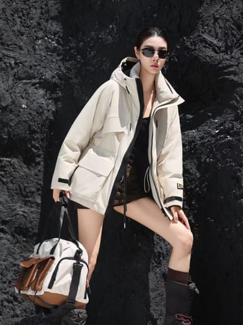 Geacă damă din puf parka cu glugă, croială Slim, puf 201–300 g, conținut puf 51–55%