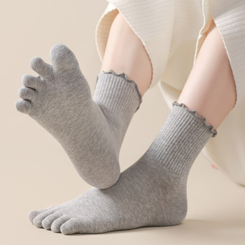 Șosete cu cinci degete din bumbac, stil japonez, lungime medie, pentru toate sezoanele
