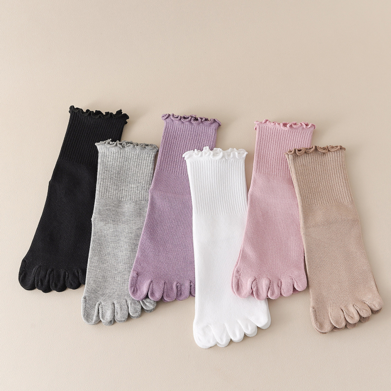 Șosete cu cinci degete din bumbac, stil japonez, lungime medie, pentru toate sezoanele