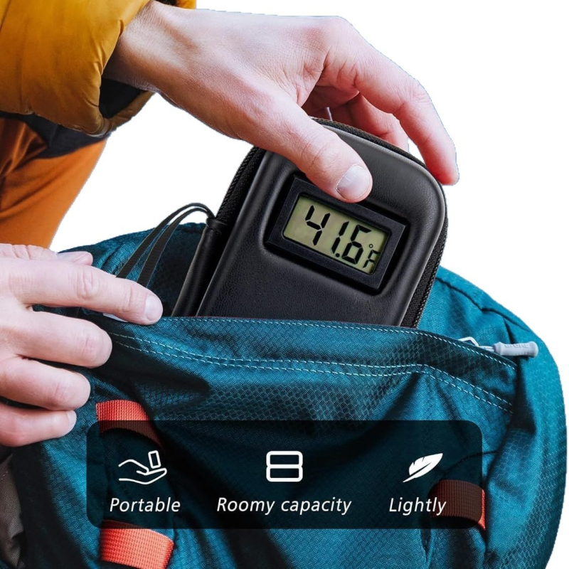 Инсулинов охладител за чанта с дисплей на температурата - пътуваща хладилна чанта за лекарства, телешка кожа, антибактериална, 2 TSA ключалки