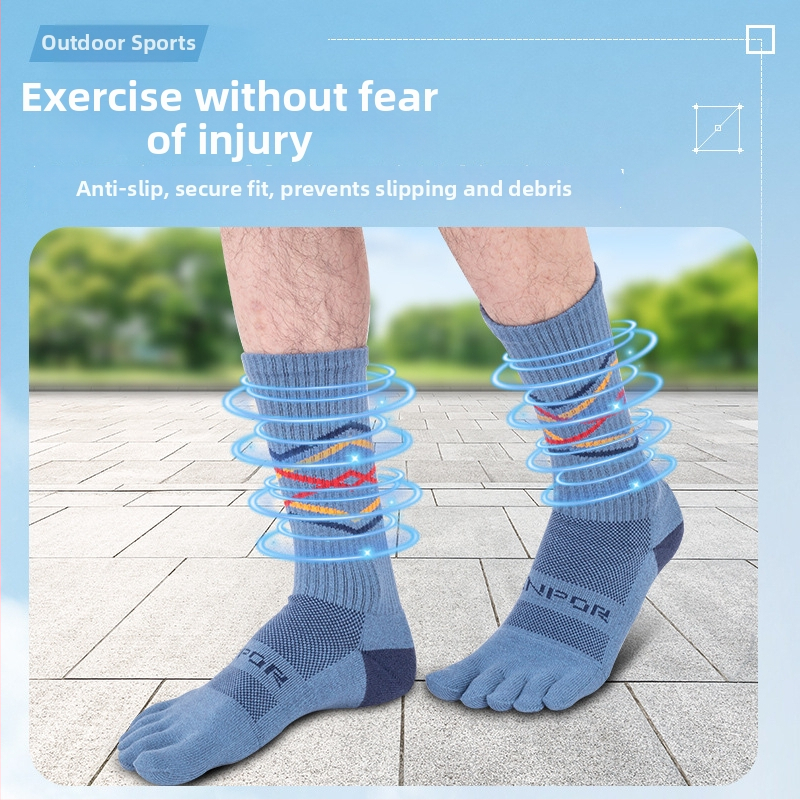 Șosete sportive cu degete separate, Coolmax, uscare rapidă, anti-alunecare, înalte