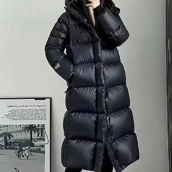 Geacă de puf pentru femei, lungă, izolație groasă, umplutură din puf de gâscă alb, exterior poliester