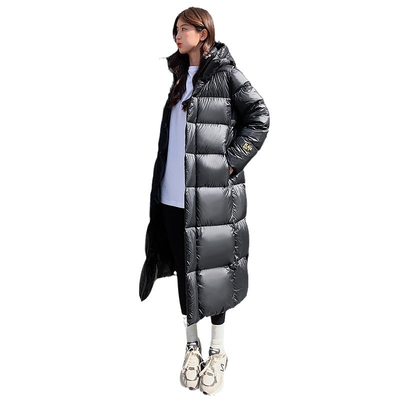 Geacă de puf pentru femei, lungă, izolație groasă, umplutură din puf de gâscă alb, exterior poliester
