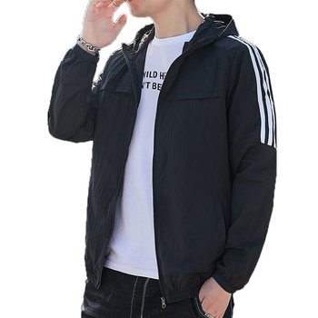 Jachetă ușoară din nylon, cu glugă, guler înalt și fermoar, pentru adolescenți – stil de vară