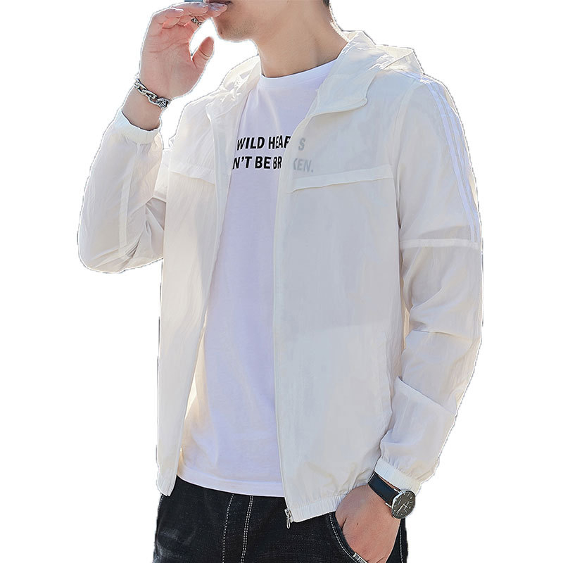 Jachetă ușoară din nylon, cu glugă, guler înalt și fermoar, pentru adolescenți – stil de vară