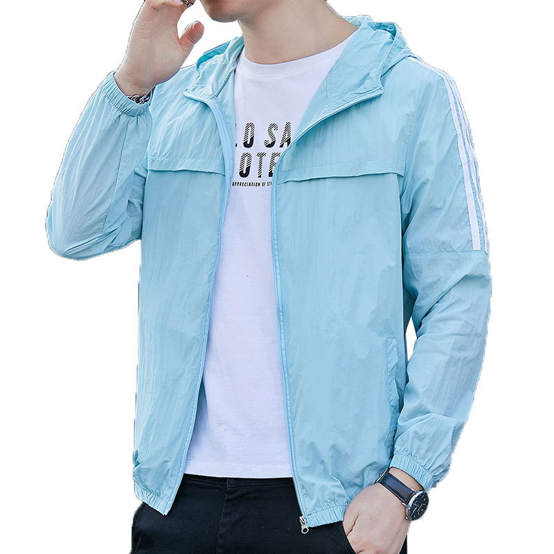 Jachetă ușoară din nylon, cu glugă, guler înalt și fermoar, pentru adolescenți – stil de vară