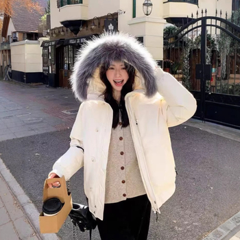 Geacă de puf în stil coreean, cu puf de rață alb, 86–90% conținut puf, material nylon, umplere 101–200 g