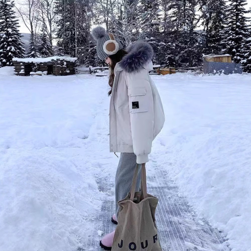 Geacă de puf în stil coreean, cu puf de rață alb, 86–90% conținut puf, material nylon, umplere 101–200 g