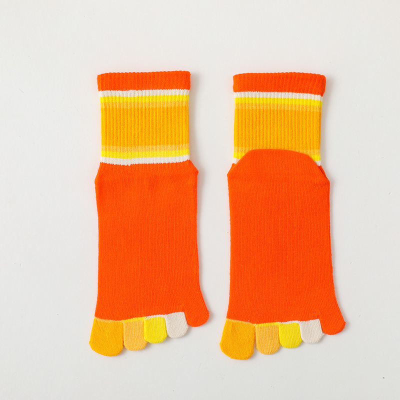 Dječje čarape s pet prstiju, prugaste, pamučne, unisex, uzrast 7-12 godina