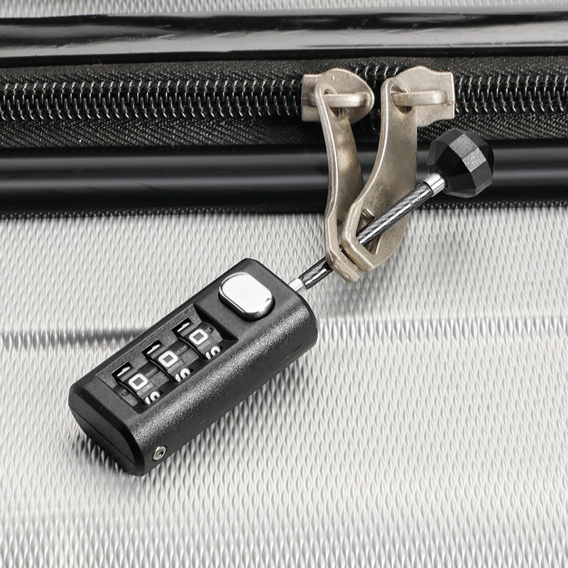 Пътна заключалка с парола за багаж, ABS корпус, противоугонна, със стоманен кабел