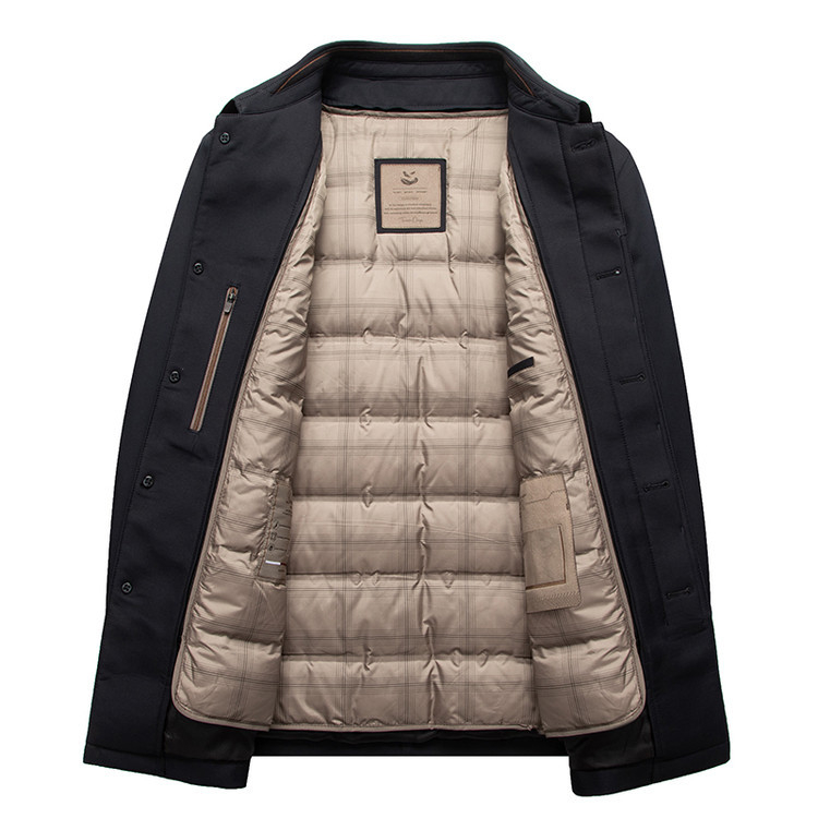 Πουπουλένιο μπουφάν με κουκούλα και μακρύ μήκος, γέμισμα από γούνο χήνας 91–95%, αποσπώμενο εσωτερικό επένδυση, πλένεται εύκολα