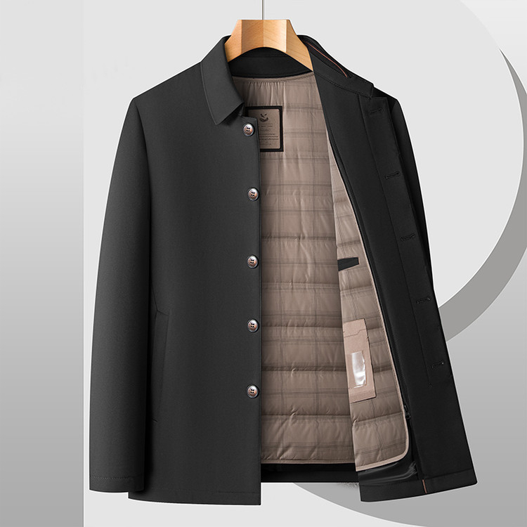 Πουπουλένιο μπουφάν με κουκούλα και μακρύ μήκος, γέμισμα από γούνο χήνας 91–95%, αποσπώμενο εσωτερικό επένδυση, πλένεται εύκολα