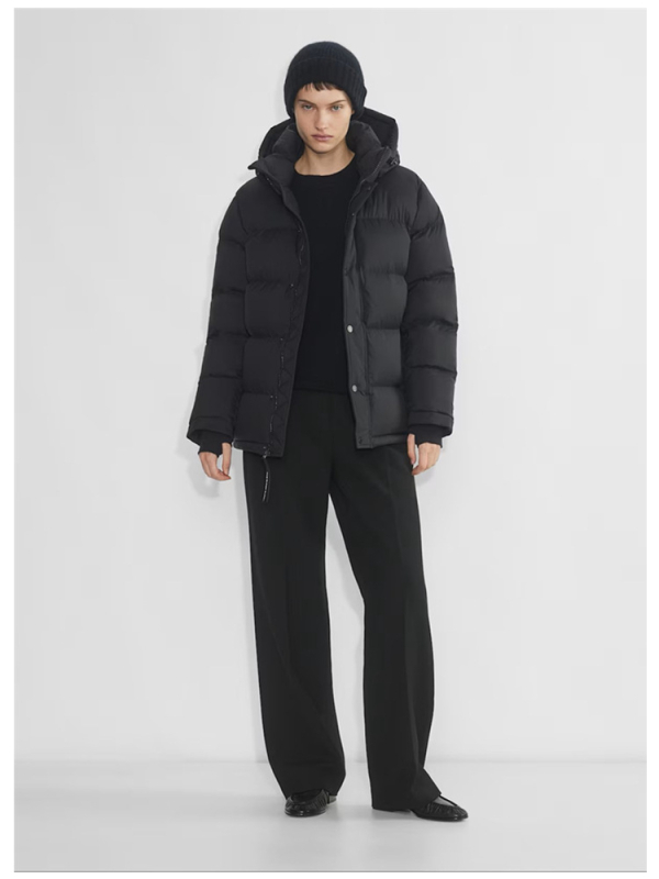 Ženska jakna od perja, kačje perje, 86-90% punila, debela, poliester tkanina, kapuljača