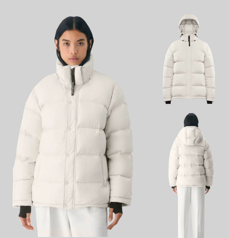 Ženska jakna od perja, kačje perje, 86-90% punila, debela, poliester tkanina, kapuljača