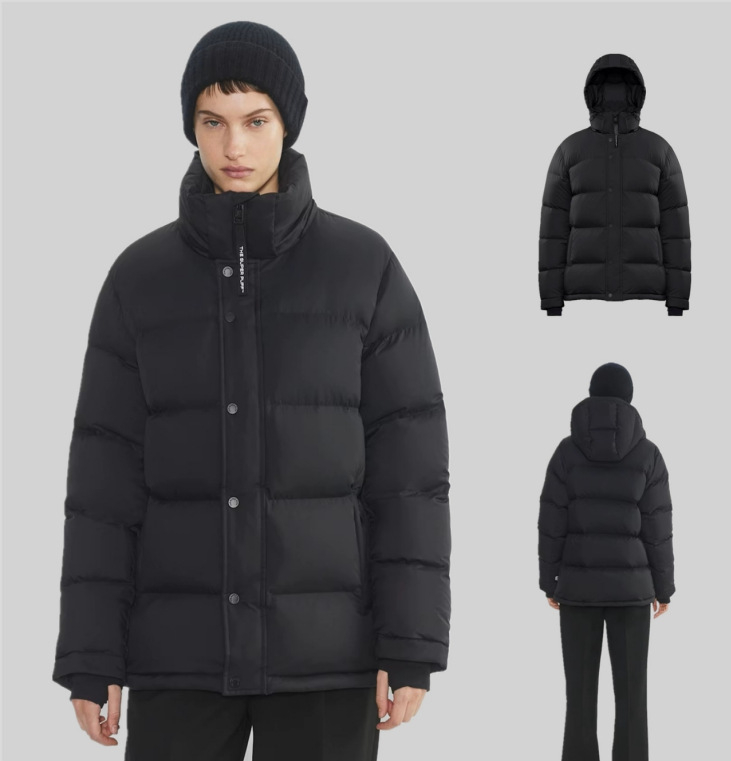 Ženska jakna od perja, kačje perje, 86-90% punila, debela, poliester tkanina, kapuljača