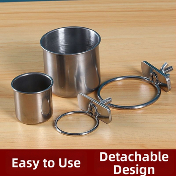 Папагал хранителен съд от неръждаема стомана със клип за чаша и държач за чаша, тава за хранене