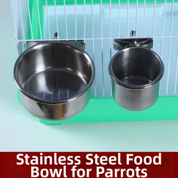 Папагал хранителен съд от неръждаема стомана със клип за чаша и държач за чаша, тава за хранене