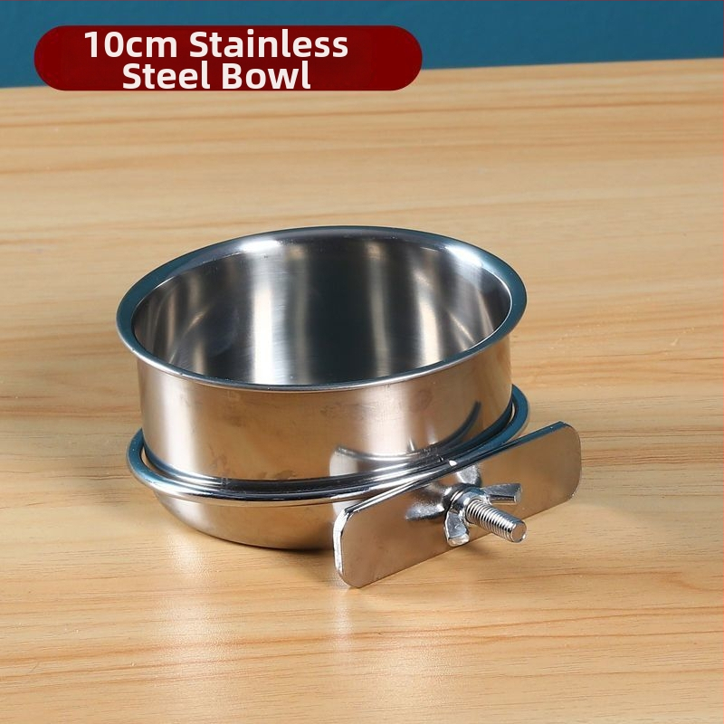 Папагал хранителен съд от неръждаема стомана със клип за чаша и държач за чаша, тава за хранене