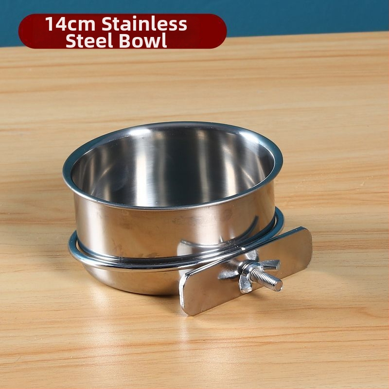 Папагал хранителен съд от неръждаема стомана със клип за чаша и държач за чаша, тава за хранене