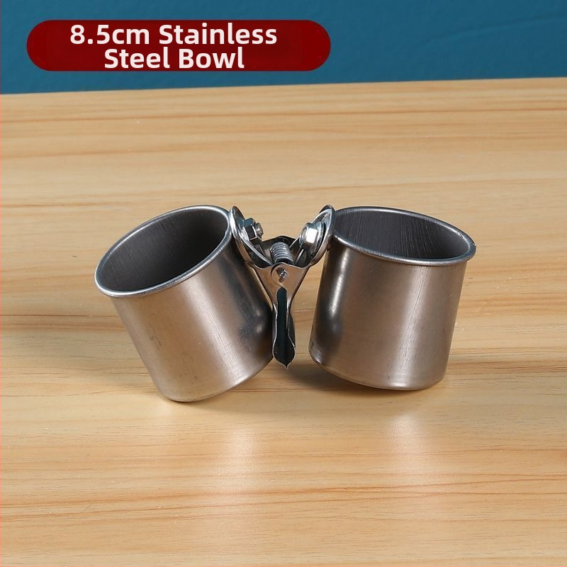 Папагал хранителен съд от неръждаема стомана със клип за чаша и държач за чаша, тава за хранене