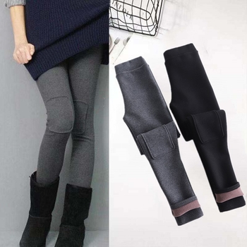 Leggings s patchom na koljenu, podstavljeno fleece oblogom, pamuk materijal, toplo, korejski stil