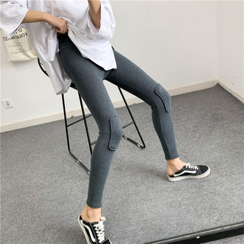 Leggings s patchom na koljenu, podstavljeno fleece oblogom, pamuk materijal, toplo, korejski stil