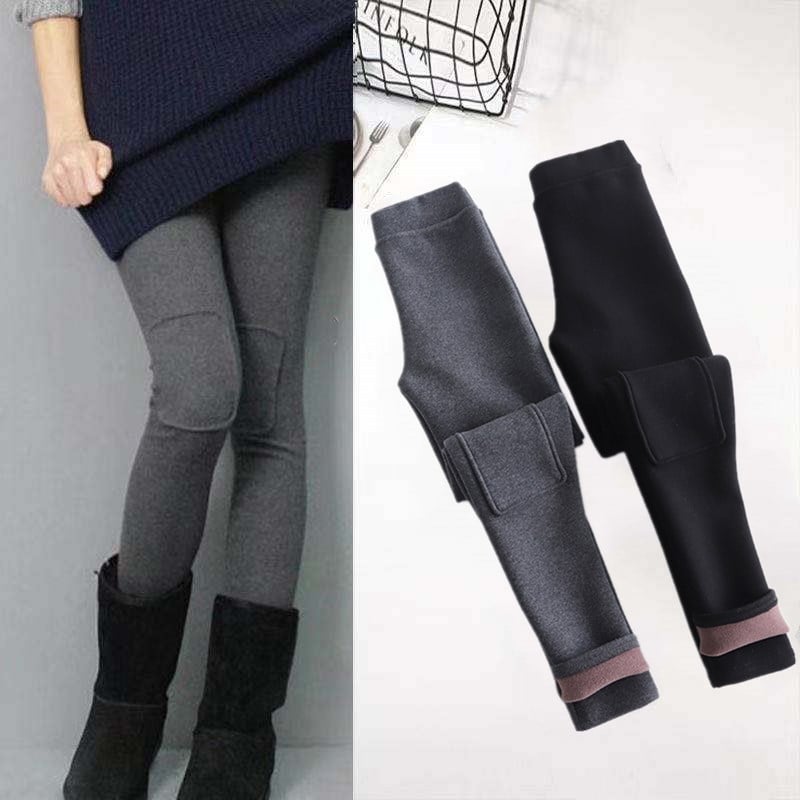 Leggings s patchom na koljenu, podstavljeno fleece oblogom, pamuk materijal, toplo, korejski stil