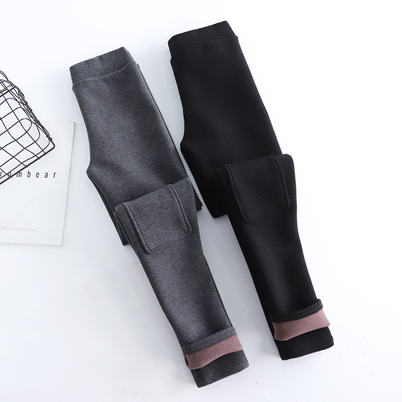 Leggings s patchom na koljenu, podstavljeno fleece oblogom, pamuk materijal, toplo, korejski stil