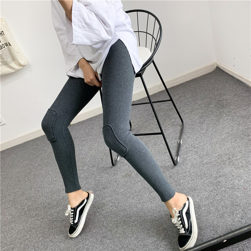 Leggings s patchom na koljenu, podstavljeno fleece oblogom, pamuk materijal, toplo, korejski stil
