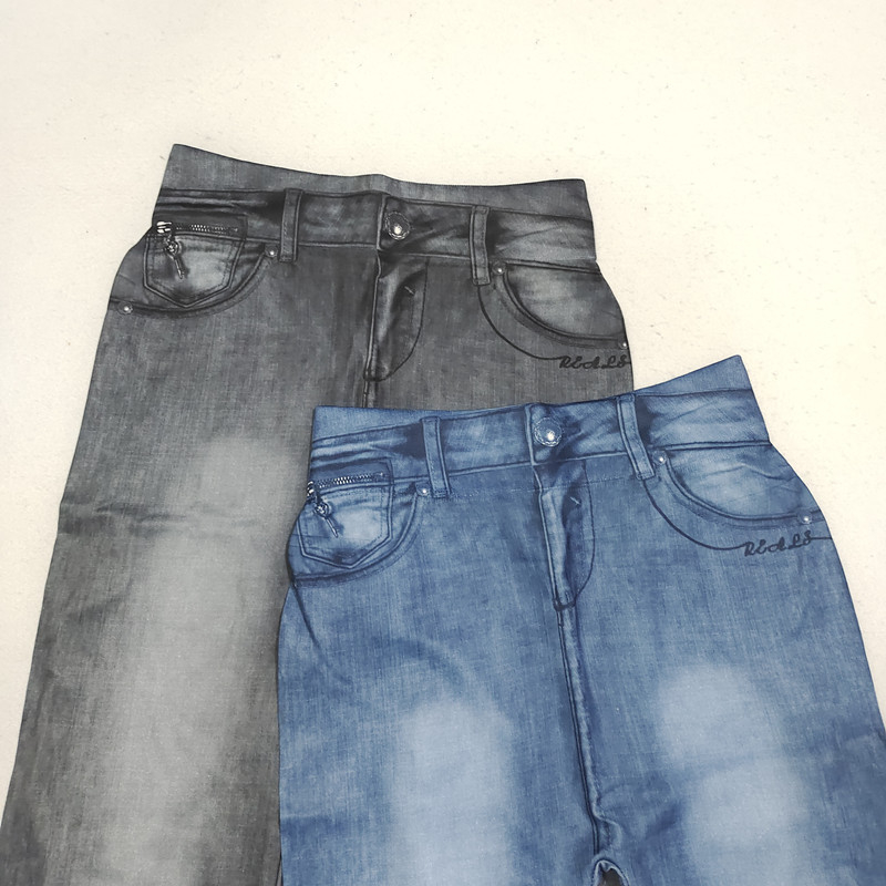 Krojene leggingse, bez šavova, tanki, elastični, denim efekt