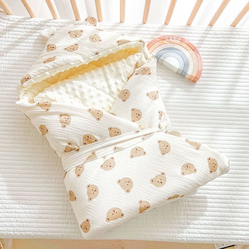 Pamut géz takaró babáknak — állatmintás, pamut töltet, 1–3 éves korosztálynak