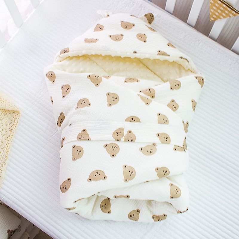 Pamut géz takaró babáknak — állatmintás, pamut töltet, 1–3 éves korosztálynak