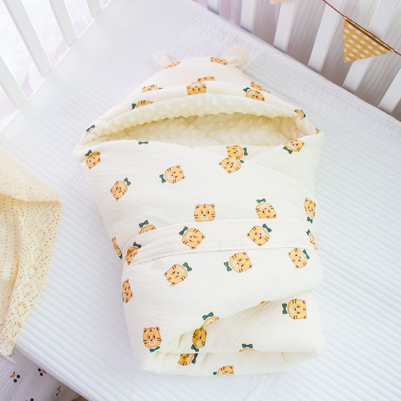 Pamut géz takaró babáknak — állatmintás, pamut töltet, 1–3 éves korosztálynak