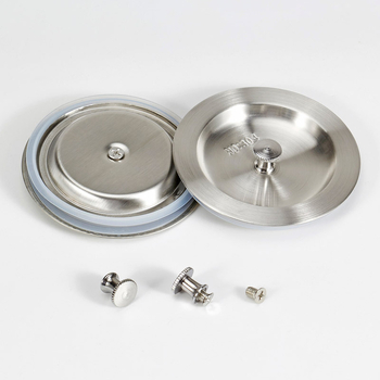 Konyhai mosogató lefolyófedél húzó fogantyúval és szűrőkosárral, anyag: rozsdamentes acél/réz/ötvözet, tömeg 0,1 kg, modern minimalista stílus