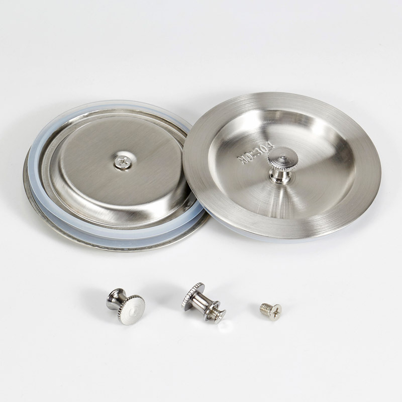 Konyhai mosogató lefolyófedél húzó fogantyúval és szűrőkosárral, anyag: rozsdamentes acél/réz/ötvözet, tömeg 0,1 kg, modern minimalista stílus