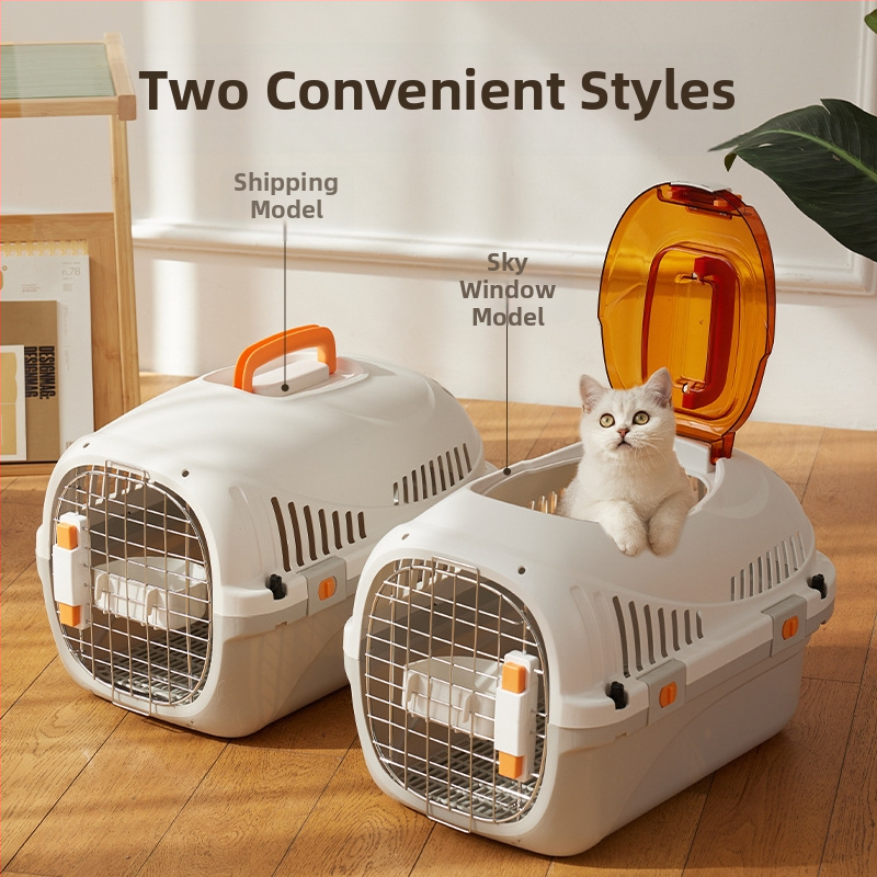 Transportná klietka pre mačky a malé psy - Odnímateľná a ľahko čistiaca PP klietka, jednofarebná, vhodná pre zvieratá 3–5 kg