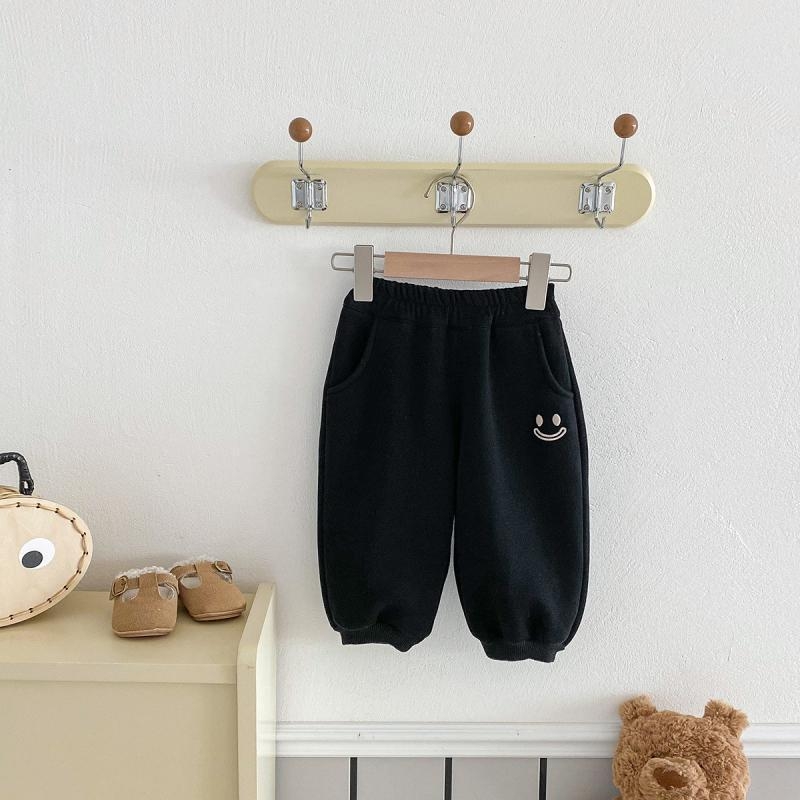 Koreai stílusú gyerek nadrág fleece-béléssel, 85% pamut, 3–8 éveseknek, téli, laza szabású