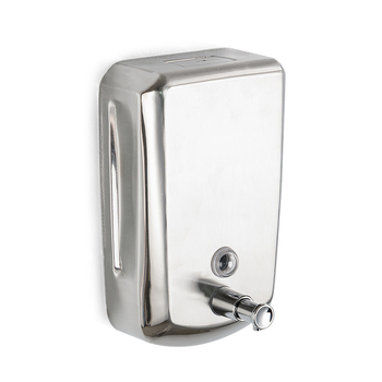 Fali szappanadagoló kézi nyomású működéssel, rozsdamentes acél 304, polírozott felület, pajzs alakú forma