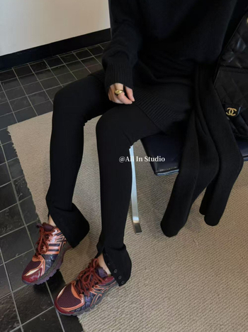 Leggings od pamuka s uskim krojem, 80–90% pamuka, blaga elastičnost, debele, dugačke