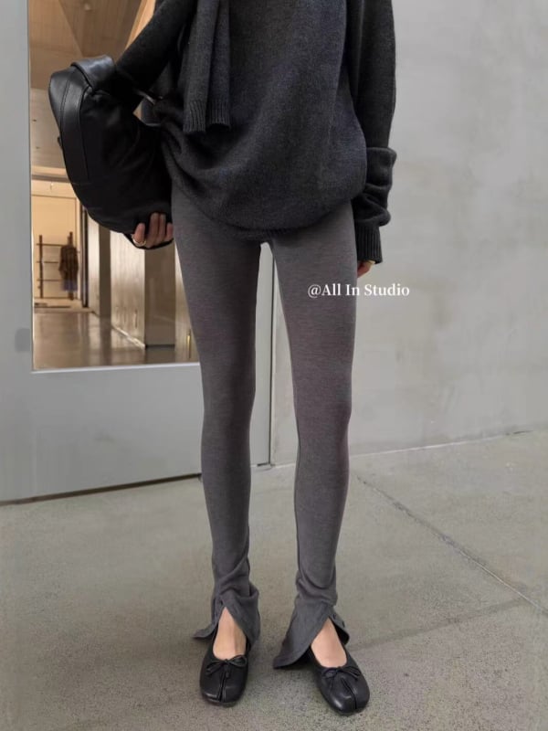 Leggings od pamuka s uskim krojem, 80–90% pamuka, blaga elastičnost, debele, dugačke