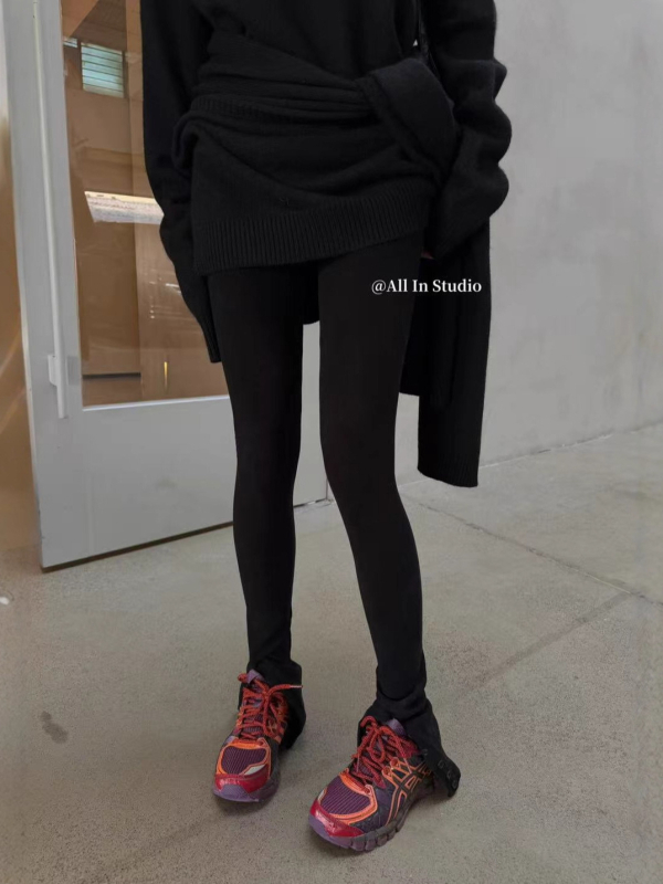 Leggings od pamuka s uskim krojem, 80–90% pamuka, blaga elastičnost, debele, dugačke