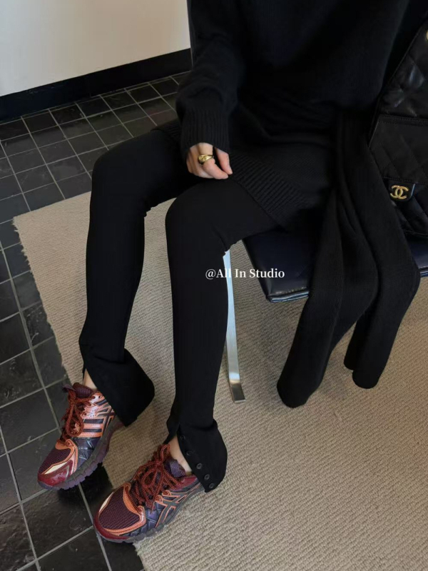 Leggings od pamuka s uskim krojem, 80–90% pamuka, blaga elastičnost, debele, dugačke