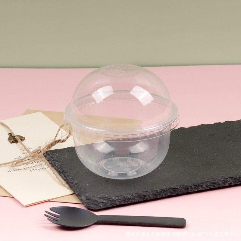 Bobo Cup PET пластмасова чаша с капак, вилица и лъжица, пакет стикери, възможност за печат на лого