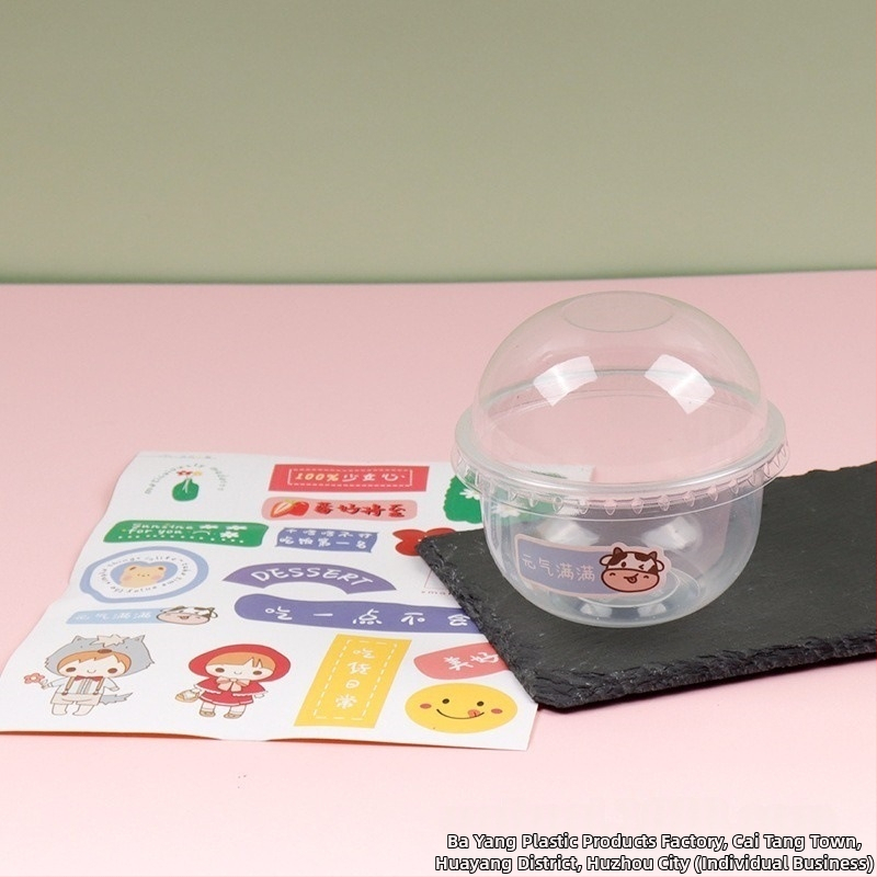 Bobo Cup PET пластмасова чаша с капак, вилица и лъжица, пакет стикери, възможност за печат на лого