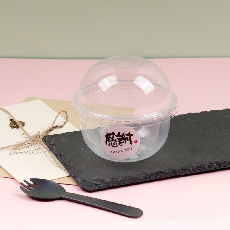 Bobo Cup PET пластмасова чаша с капак, вилица и лъжица, пакет стикери, възможност за печат на лого