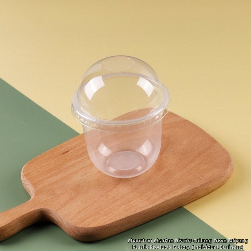 Bobo Cup PET пластмасова чаша с капак, вилица и лъжица, пакет стикери, възможност за печат на лого