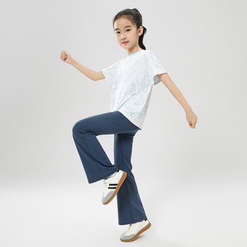 Παντελόνια γιόγκα για κορίτσια με φαρδιά γραμμή, ελαστικά, αναπνεύσιμα, σύνθεση νάιλον-σπαντεξ 75/25, για ηλικίες 3–8 ετών, άνοιξη-φθινόπωρο