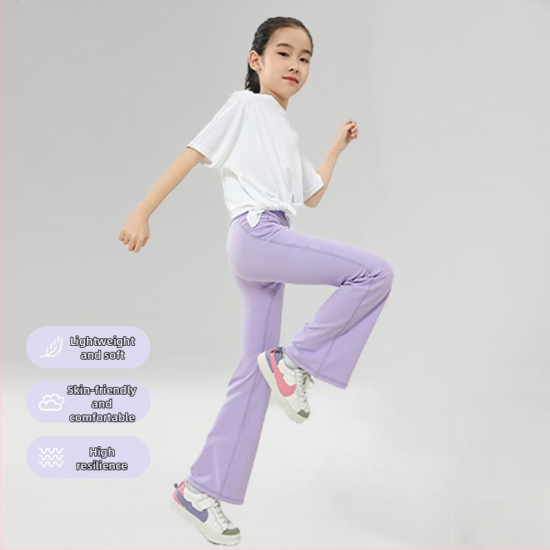 Παντελόνια γιόγκα για κορίτσια με φαρδιά γραμμή, ελαστικά, αναπνεύσιμα, σύνθεση νάιλον-σπαντεξ 75/25, για ηλικίες 3–8 ετών, άνοιξη-φθινόπωρο