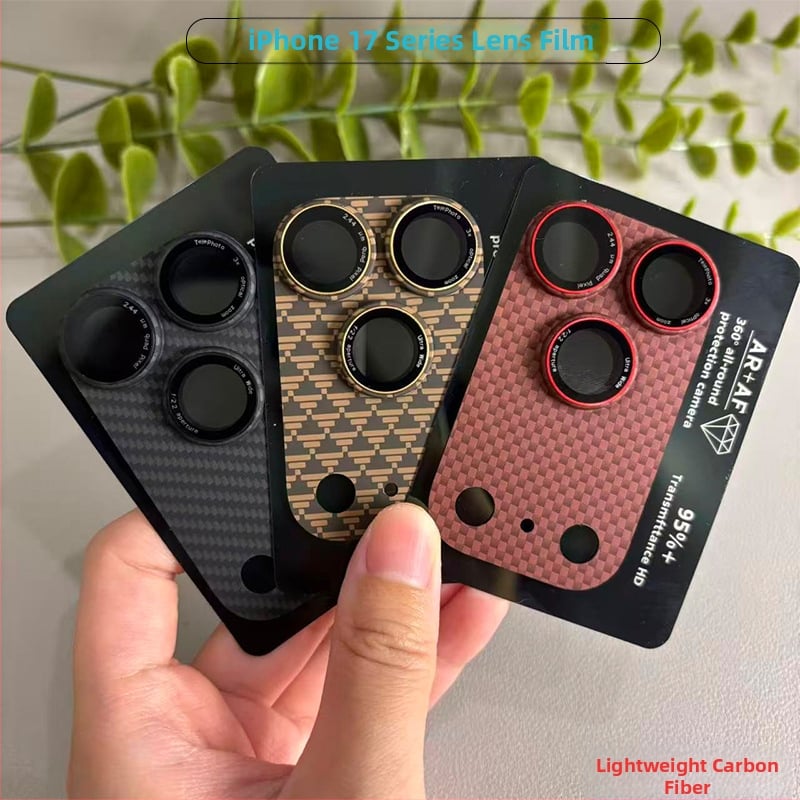 Film pentru lentile cu armură din fibră de carbon pentru iPhone 17 Pro – claritate HD, rezistent la praf, anti-amprentă