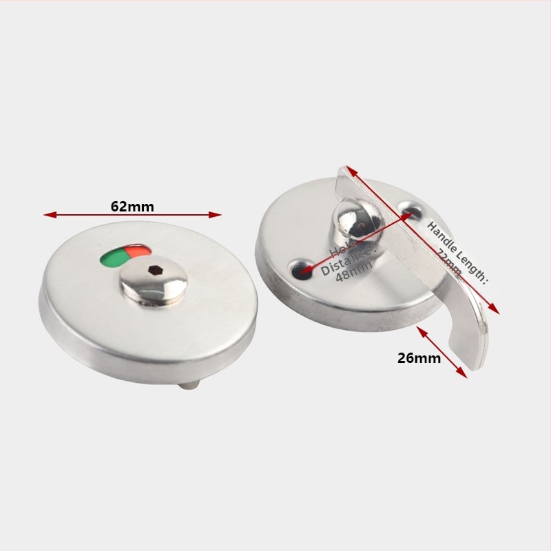 Κλειδαριά πόρτας δημόσιου διαμερίσματος χώρου υγιεινής από ανοξείδωτο ατσάλι 304, με ένδειξη κατειλημμένου/ελεύθερου, σετ δύο τεμαχίων